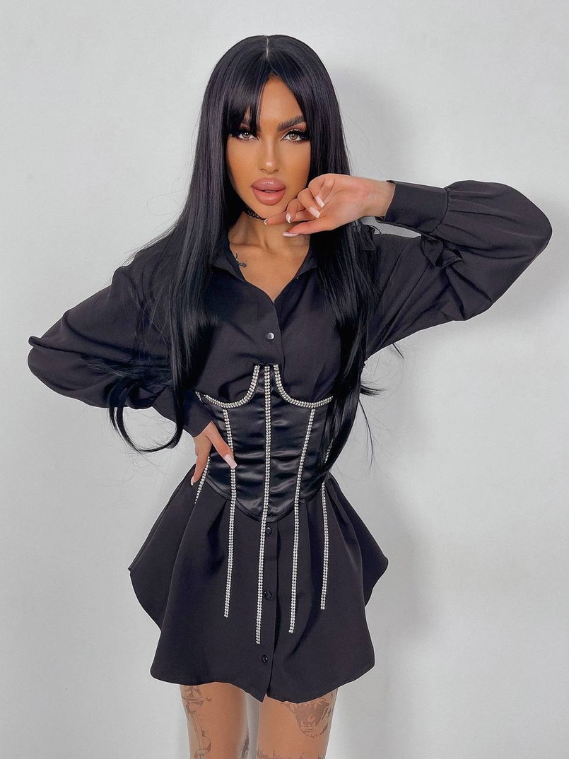 Приталена сорочка + корсет декорований стразами Ручна робота Приталена сорочка + корсет декорований стразами Ручна робота | PUSHKA SHOP