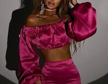 Атласний комплект, декорований стразами Ручна робота, прикраса пришита  | PUSHKA SHOP