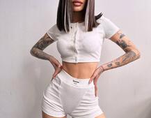 Комплект: топ на ґудзиках + велосипедки Комплект: топ на ґудзиках + велосипедки | PUSHKA SHOP