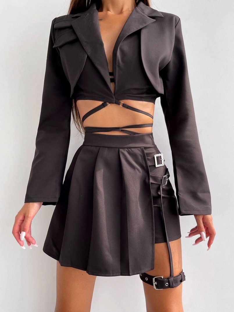 Костюм : піджак + спідниця-шорти із застібкою на ніжці Костюм : піджак + спідниця-шорти із застібкою на ніжці | PUSHKA SHOP