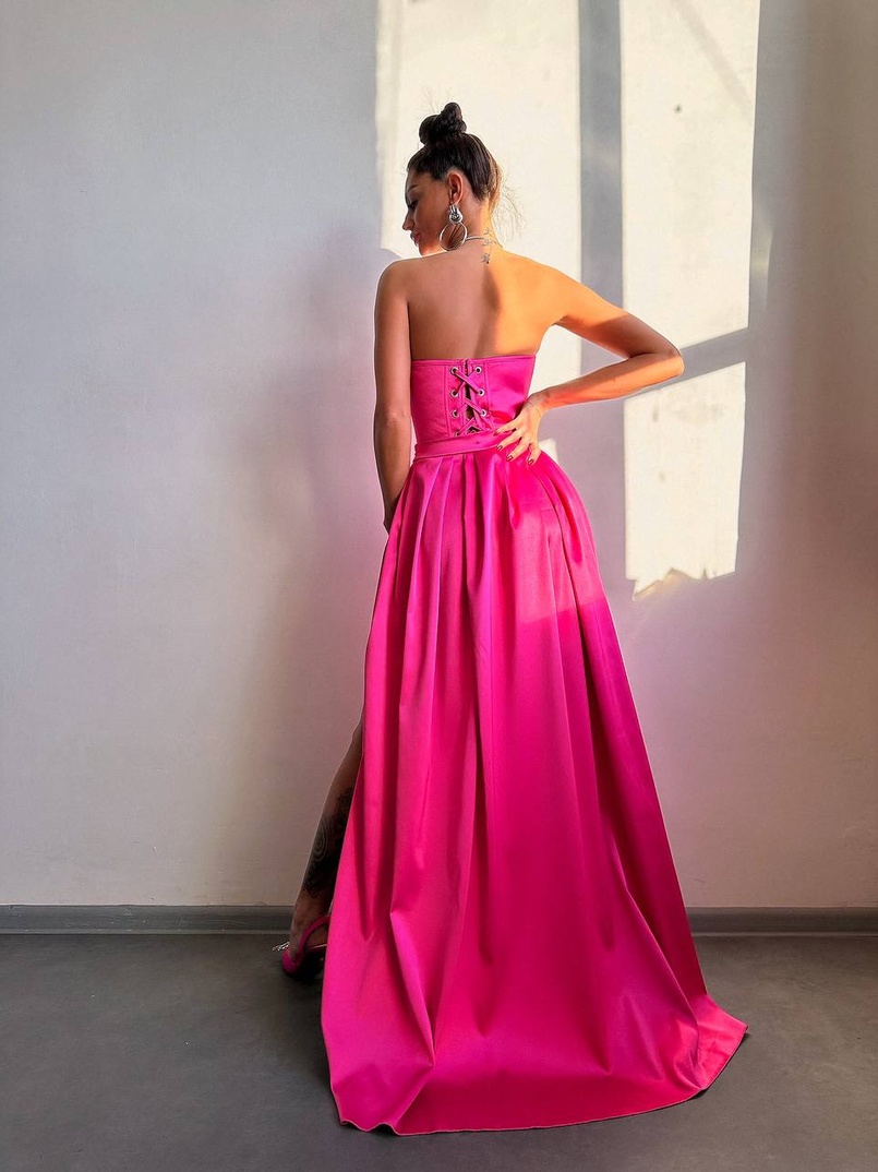 Комплект: корсет-бюстьє , декорований стразами  + спідниця максі з розрізом   Комплект: корсет-бюстьє , декорований стразами  + спідниця максі з розрізом   | PUSHKA SHOP