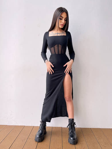 Сукня-міді  з елементами корсету   Сукня-міді  з елементами корсету   | PUSHKA SHOP