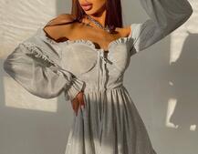 Блискуча сукня з оборками та чашками з ефектом push up Блискуча сукня з оборками та чашками з ефектом push up | PUSHKA SHOP