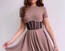 Сукня-міні  з елементами корсету  та спідницею солнцем Сукня-міні  з елементами корсету  та спідницею солнцем | PUSHKA SHOP