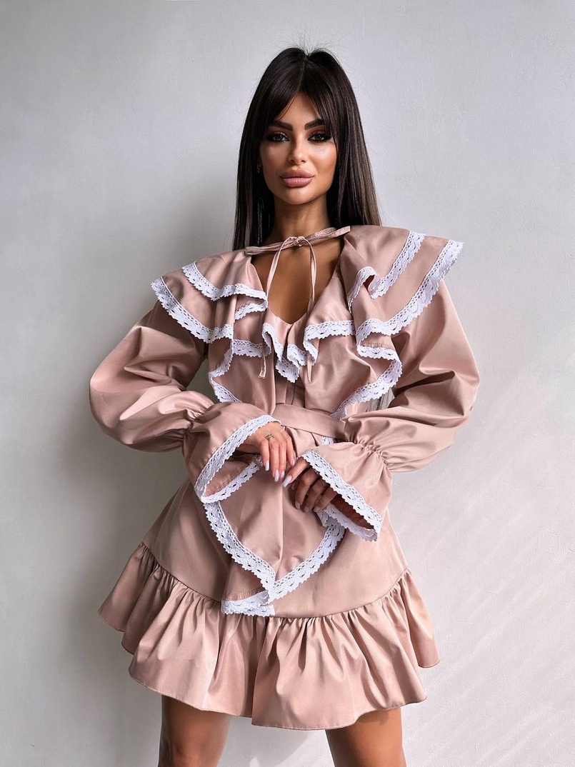 Котонова сукня декорована мереживом    Котонова сукня декорована мереживом    | PUSHKA SHOP