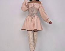 Приталена сорочка на плічках+  мереживний корсет Приталена сорочка на плічках+  мереживний корсет | PUSHKA SHOP