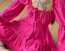 Сукня в горошок на ґудзиках з воланами  Сукня в горошок на ґудзиках з воланами  | PUSHKA SHOP