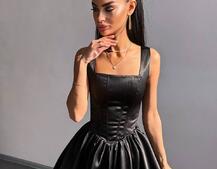 Атласна корсетна сукня міні  | PUSHKA SHOP