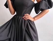 Сукня максі  з розрізом на спідниці та об’ємними рукавами  Сукня максі  з розрізом на спідниці та об’ємними рукавами  | PUSHKA SHOP