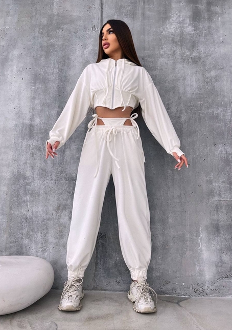 Велюровий комплект: кофта з корсетними елементами + джогери з імітацією трусиків | PUSHKA SHOP