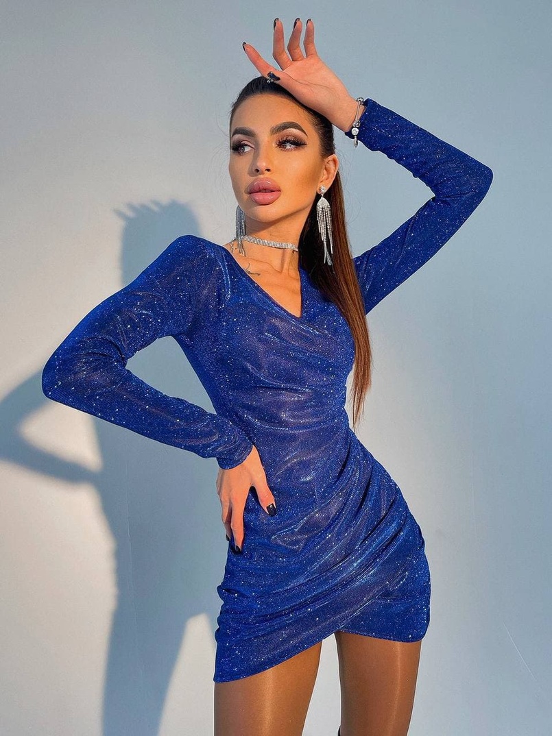 Блестящее платье со сборкой  Блестящее платье со сборкой  | PUSHKA SHOP