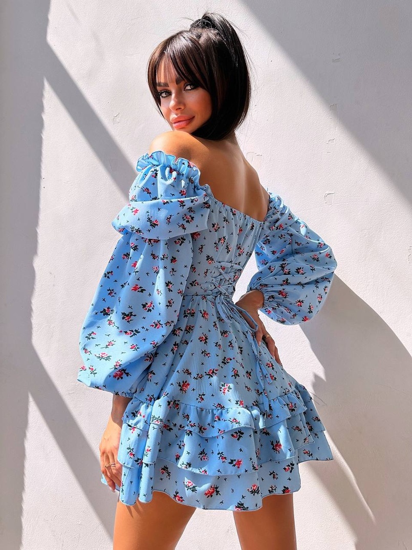 Сукня з квітковим принтом з воланами на ґудзиках  Сукня з квітковим принтом з воланами на ґудзиках  | PUSHKA SHOP