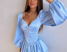 Комплект: сукня з подвійною спідницею + корсет, декорований стразами    Комплект: сукня з подвійною спідницею + корсет, декорований стразами    | PUSHKA SHOP