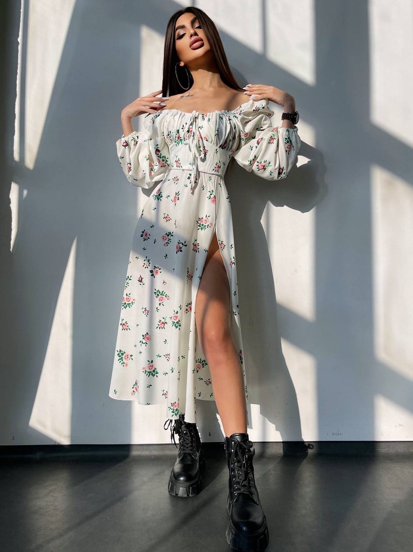 Сукня міді з квітковим принтом  Сукня міді з квітковим принтом  | PUSHKA SHOP