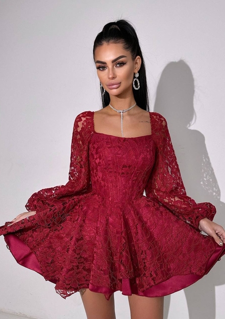 Мереживна сукня з корсетним верхом та пишною подвійною спідницею  | PUSHKA SHOP