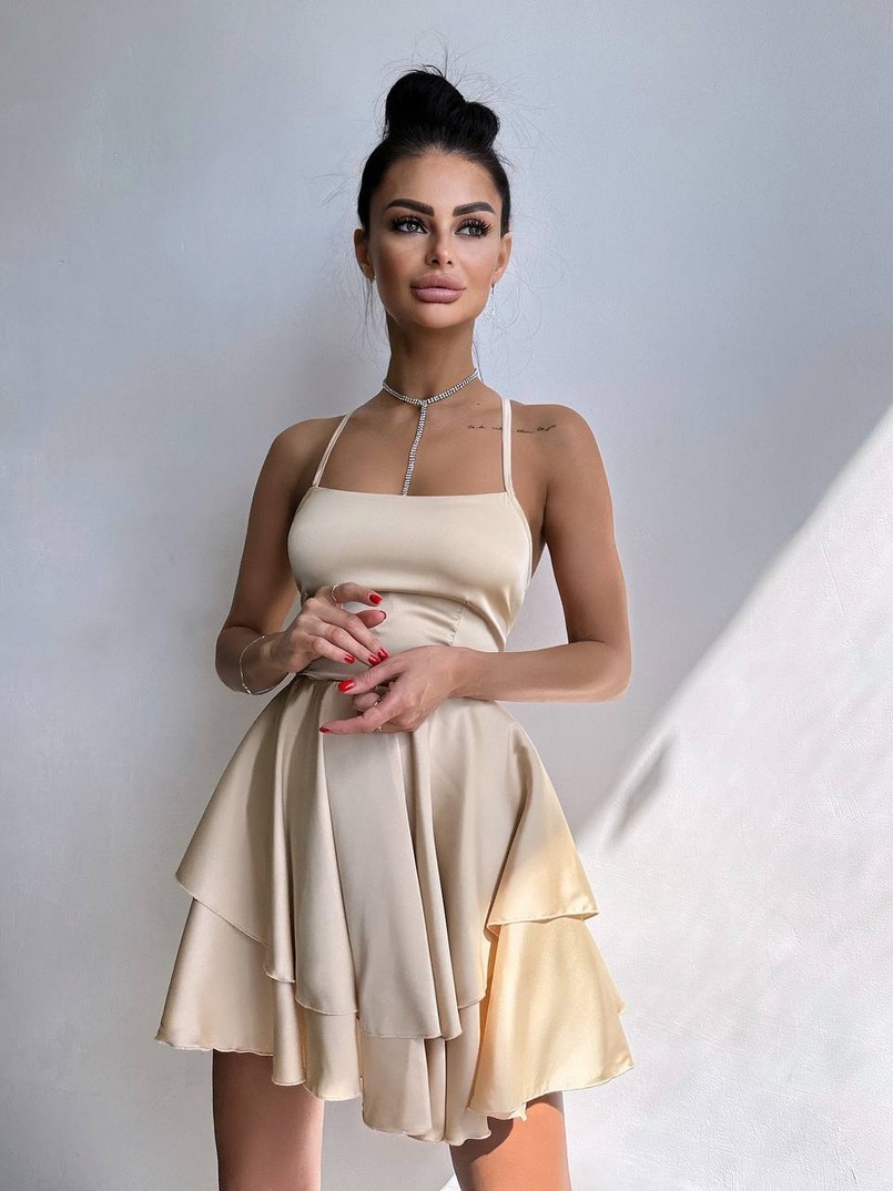 Шовкова сукня  з пишною спідницею та шнурівкою   Шовкова сукня  з пишною спідницею та шнурівкою   | PUSHKA SHOP