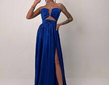 Атласна сукня максі із шнуром зі стразами  | PUSHKA SHOP