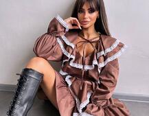 Котонова сукня декорована мереживом    Котонова сукня декорована мереживом    | PUSHKA SHOP