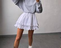 Комплект: спідниця , декорована мереживом + світшот Комплект: спідниця , декорована мереживом + світшот | PUSHKA SHOP