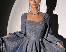 Сяюча корсетна сукня з пишною подвійною спідницею та об‘ємними рукавами | PUSHKA SHOP