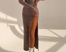 Трикотажна сукня міді зі шнурівкою на спинці | PUSHKA SHOP