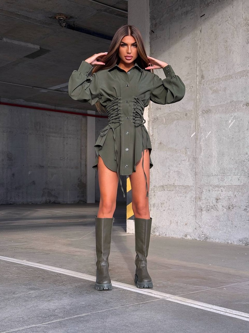 Сукня-сорочка зі шнурівкою Сукня-сорочка зі шнурівкою | PUSHKA SHOP