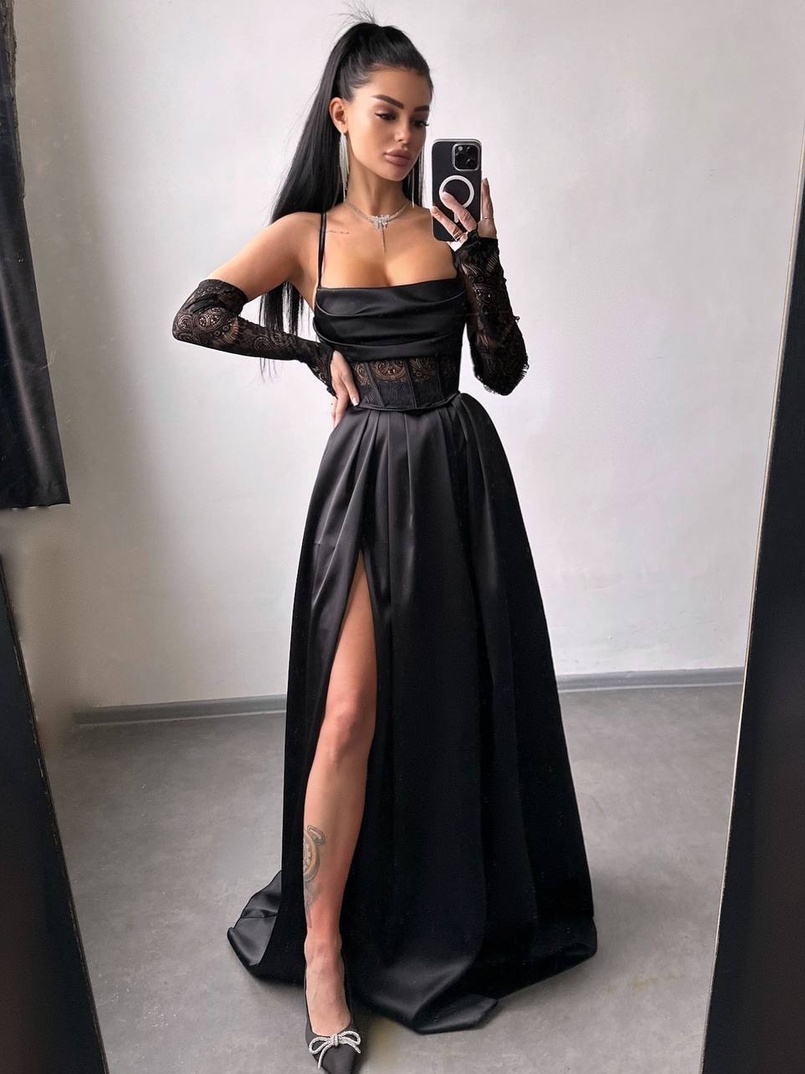 Атласний комплект: корсет + спідниця максі Атласний комплект: корсет + спідниця максі | PUSHKA SHOP