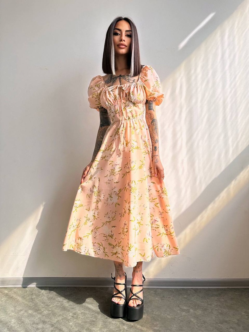 Сукня- міді  з квітковим принтом Сукня- міді  з квітковим принтом | PUSHKA SHOP