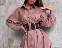 Сукня-сорочка з корсетними елементами з еко-шкіри Сукня-сорочка з корсетними елементами з еко-шкіри | PUSHKA SHOP