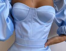 Атласний  комплект: корсет + спідниця декорована бахромою зі страз Атласний  комплект: корсет + спідниця декорована бахромою зі страз | PUSHKA SHOP