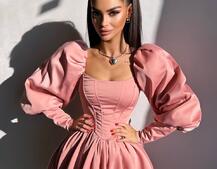 Сукня з обʼємними рукавами та спідницею балоном  Сукня з обʼємними рукавами та спідницею балоном  | PUSHKA SHOP