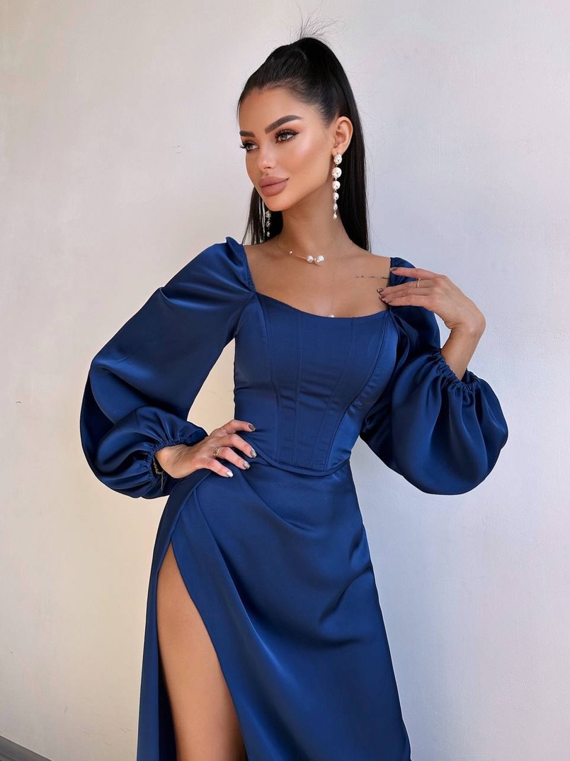 Атласний комплект: корсет + спідниця максі з драпіруванням Атласний комплект: корсет + спідниця максі з драпіруванням | PUSHKA SHOP