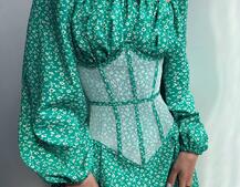 Сукня міні в квітковий принт + прозорий корсет  | PUSHKA SHOP