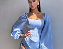 Атласний комплект: корсет + спідниця максі з драпіруванням Атласний комплект: корсет + спідниця максі з драпіруванням | PUSHKA SHOP