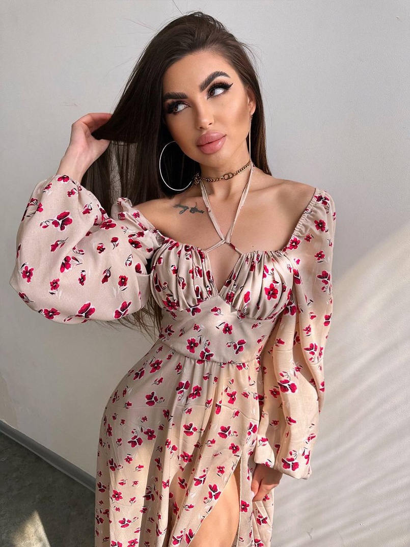 Сукня міді з квітковим принтом  Сукня міді з квітковим принтом  | PUSHKA SHOP