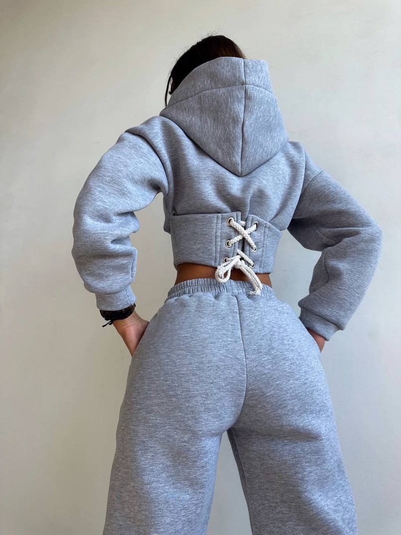 Комплект на флісі : худі з елементами корсету + штани  Комплект на флісі : худі з елементами корсету + штани  | PUSHKA SHOP