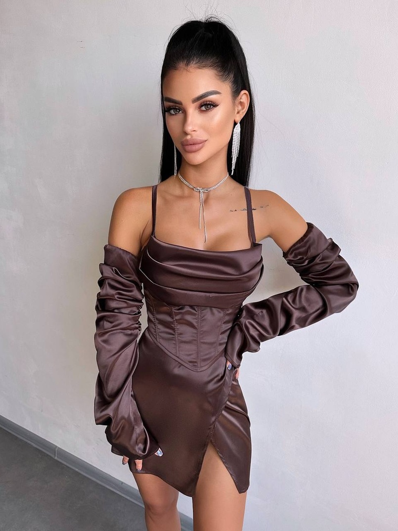 Комплект: корсет з рукавами    + спідниця міні з драпіруванням   Комплект: корсет з рукавами    + спідниця міні з драпіруванням   | PUSHKA SHOP