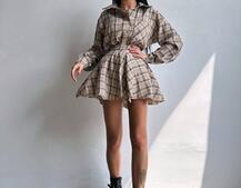 Комплект: сорочка + спідниця у клітинку  Комплект: сорочка + спідниця у клітинку  | PUSHKA SHOP