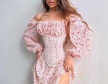 Сукня міні в квітковий принт + прозорий корсет  | PUSHKA SHOP