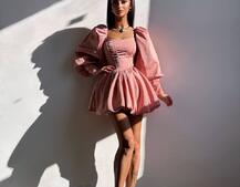 Сукня з обʼємними рукавами та спідницею балоном  Сукня з обʼємними рукавами та спідницею балоном  | PUSHKA SHOP