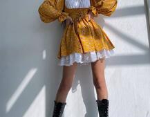 Квіткова сукня,декорована мереживом. Квіткова сукня,декорована мереживом. | PUSHKA SHOP