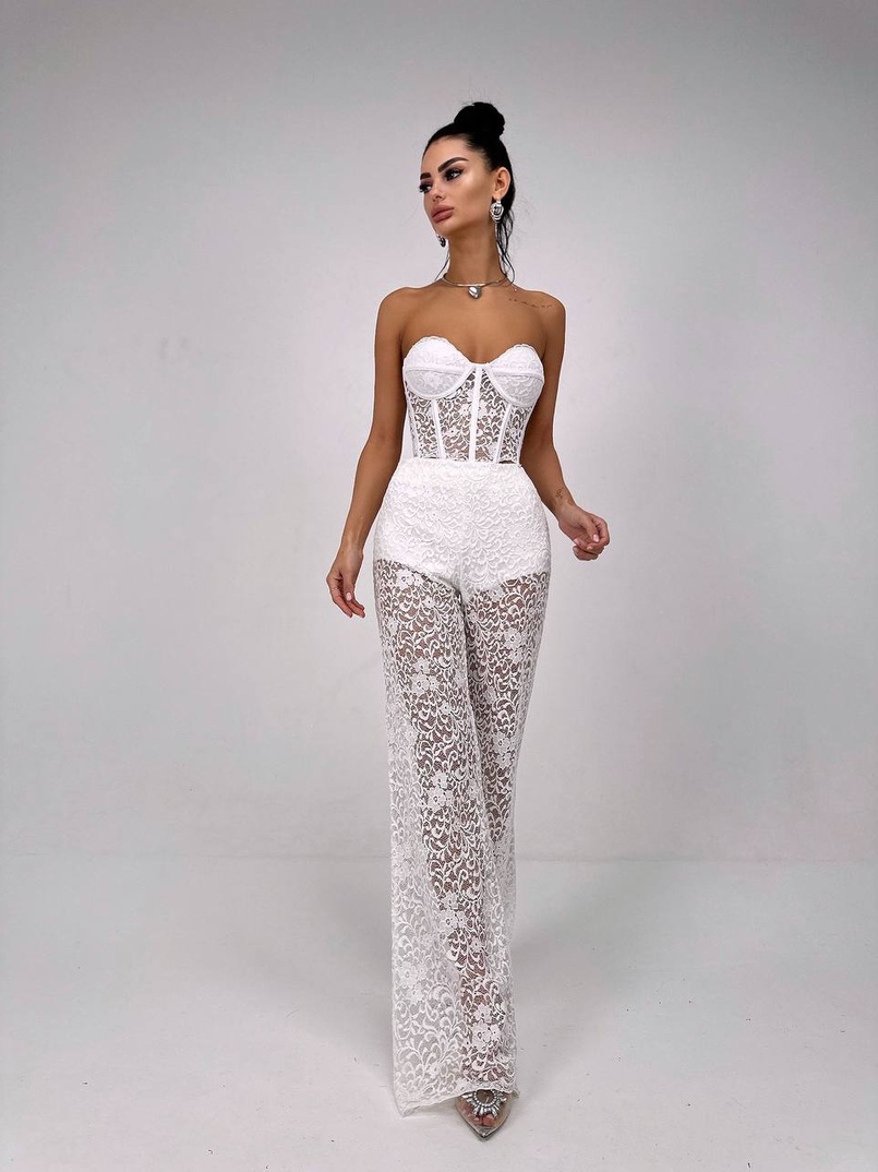 Комплект: мереживний корсет бюстьє + штани + піджак  Комплект: мереживний корсет бюстьє + штани + піджак  | PUSHKA SHOP