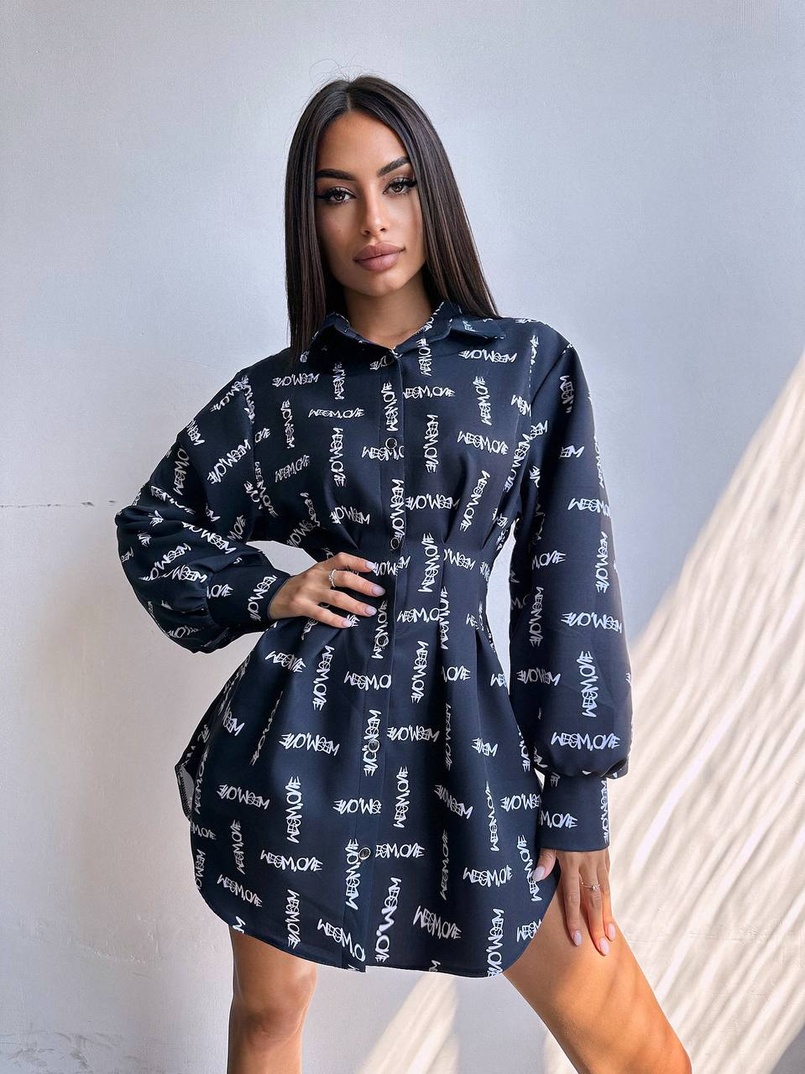 Приталена сорочка з принтом Приталена сорочка з принтом | PUSHKA SHOP