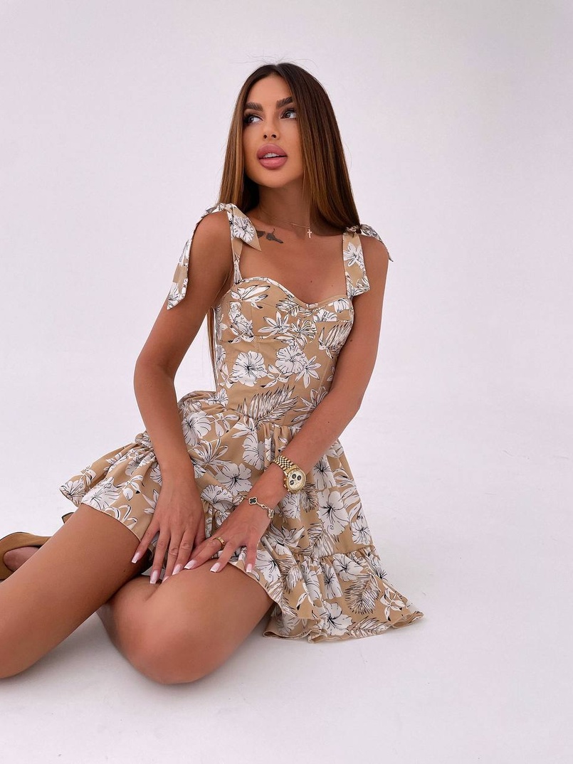 Сукня з чашечками та елементами корсету в квітковий принт  Сукня з чашечками та елементами корсету в квітковий принт  | PUSHKA SHOP