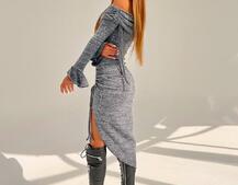 Трикотажна сукня міді з хомутом   | PUSHKA SHOP