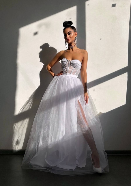 Комплект: корсет бюстьє декорований стразами + пишна спідниця максі  Ручна робота  Комплект: корсет бюстьє декорований стразами + пишна спідниця максі  Ручна робота  | PUSHKA SHOP