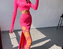 Комплект: топ + спідниця із зав‘язками на ніжку  Комплект: топ + спідниця із зав‘язками на ніжку  | PUSHKA SHOP