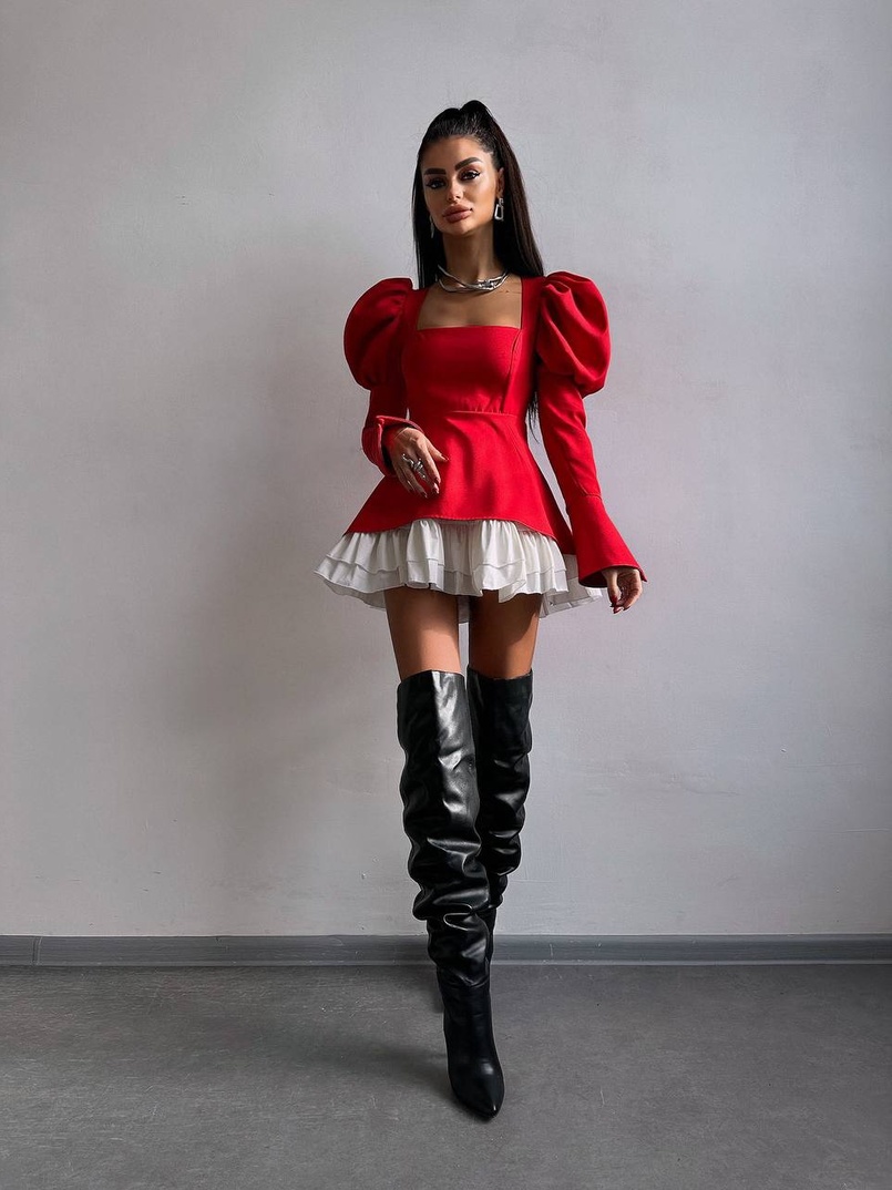 Сукня з об'ємними рукавами + спідниця з воланами Сукня з об'ємними рукавами + спідниця з воланами | PUSHKA SHOP