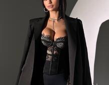 Комплект: мереживний корсет з чашечками + легінси зі штрипками + піджак Комплект: мереживний корсет з чашечками + легінси зі штрипками + піджак | PUSHKA SHOP