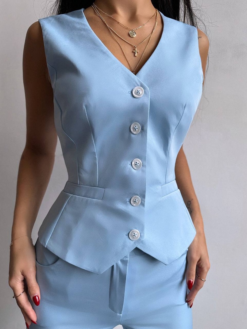 Костюм: піджак на підкладці, штани кльош+ жилет  Костюм: піджак на підкладці, штани кльош+ жилет  | PUSHKA SHOP